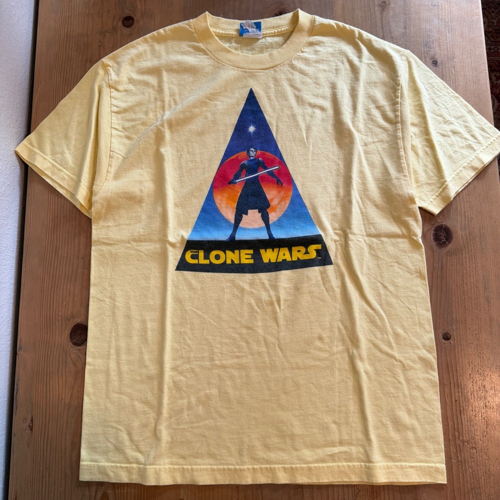 Vintage Star Wars The Clone Wars Anakin Skywalker T-Shirt Mens Size Large Yellow